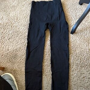 Black High-Waisted nylon Leggings with anti slip silicone around waist